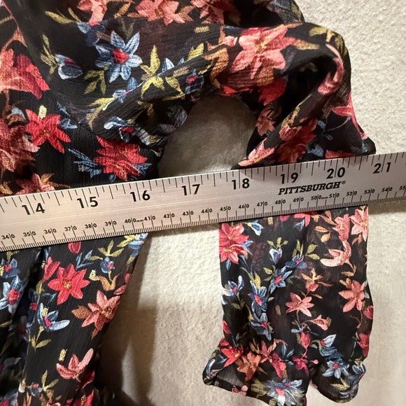 by&by Romantic Cottagecore Boho Feminine Floral Tiered 3/4 Sleeve Dress Women M - Picture 7 of 15